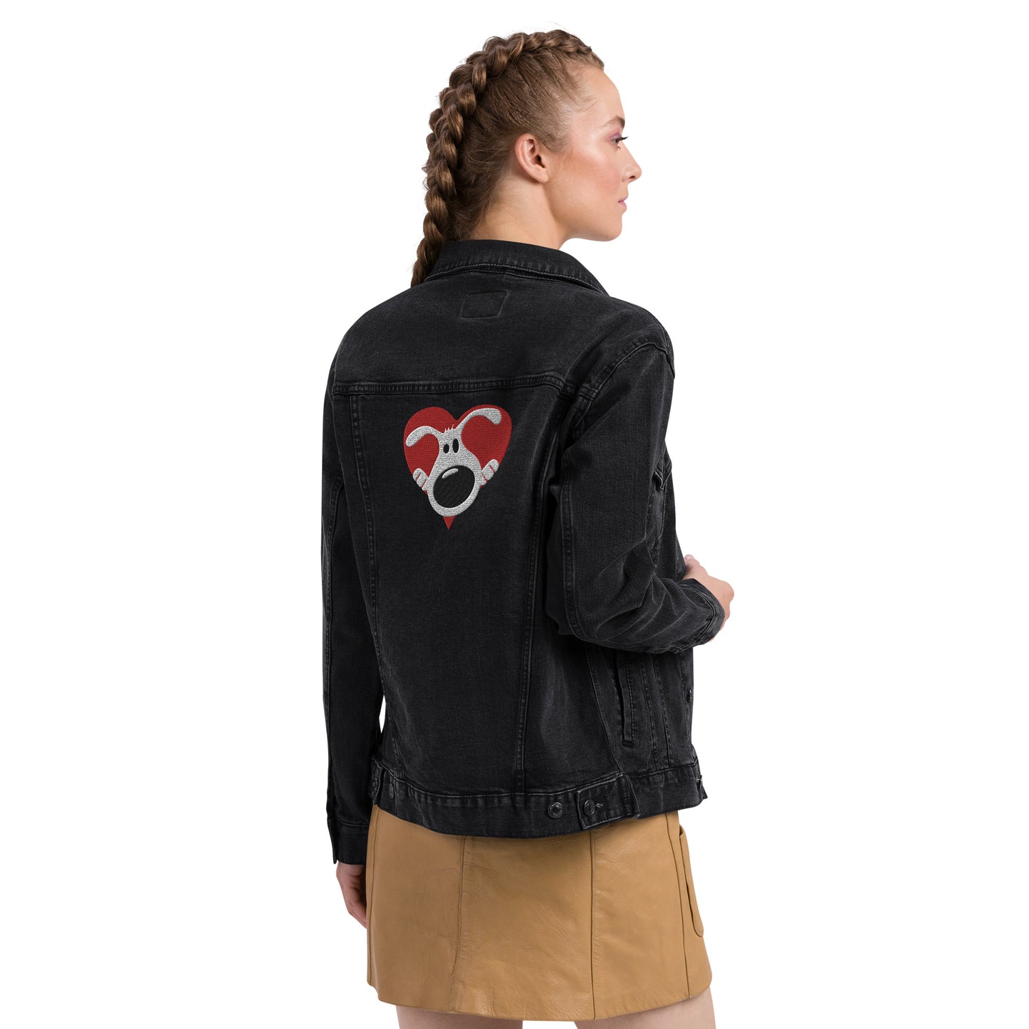 Embroidered Heart Denim Jacket